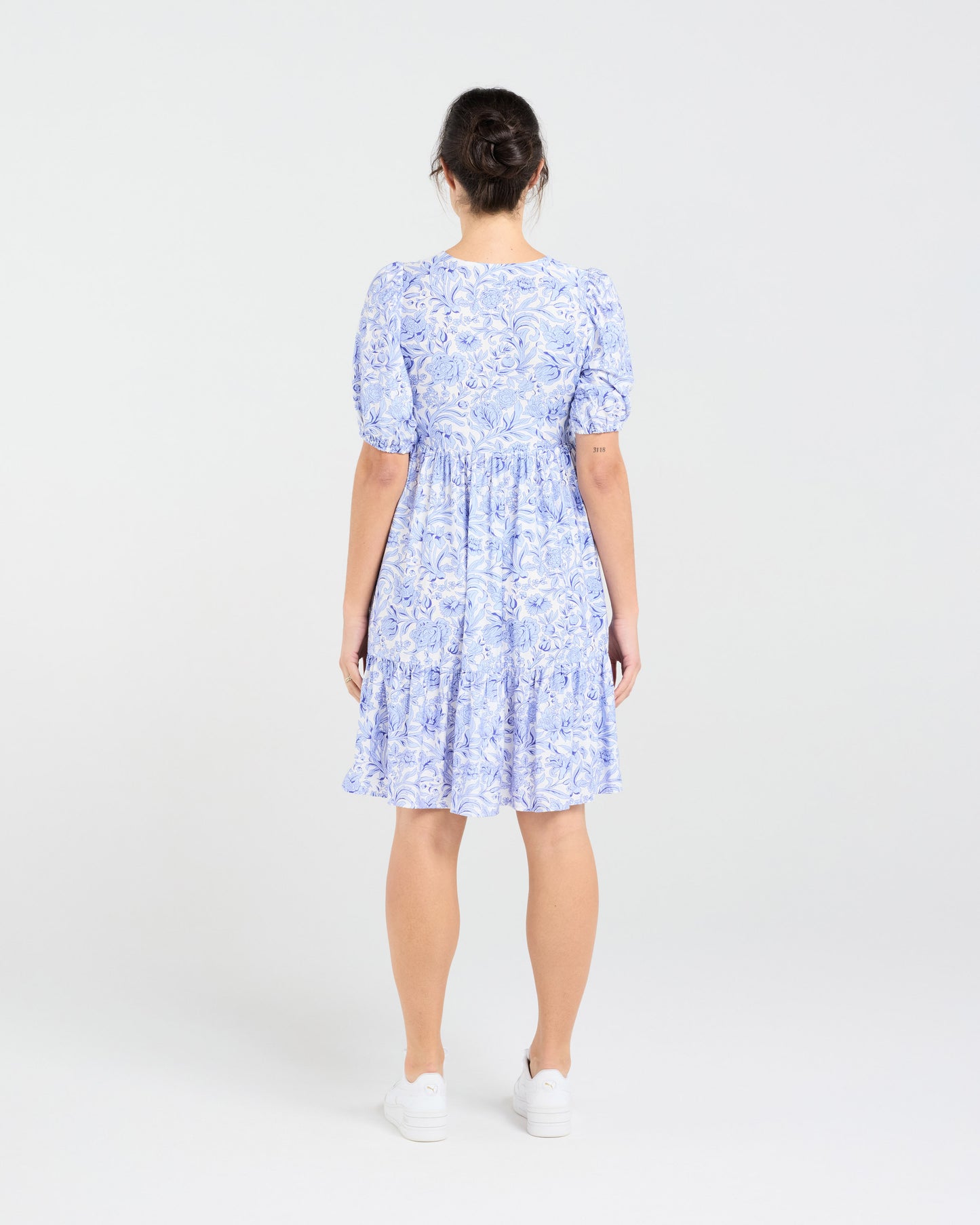 Blackstone Aubrey Tie Neck Dress - Vintage Rose Blue