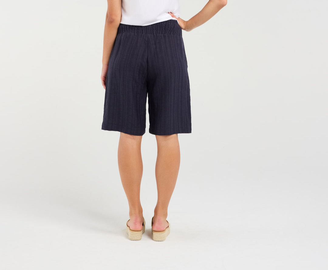 Blackstone Darcy Shirred Waistband Shorts - French Navy