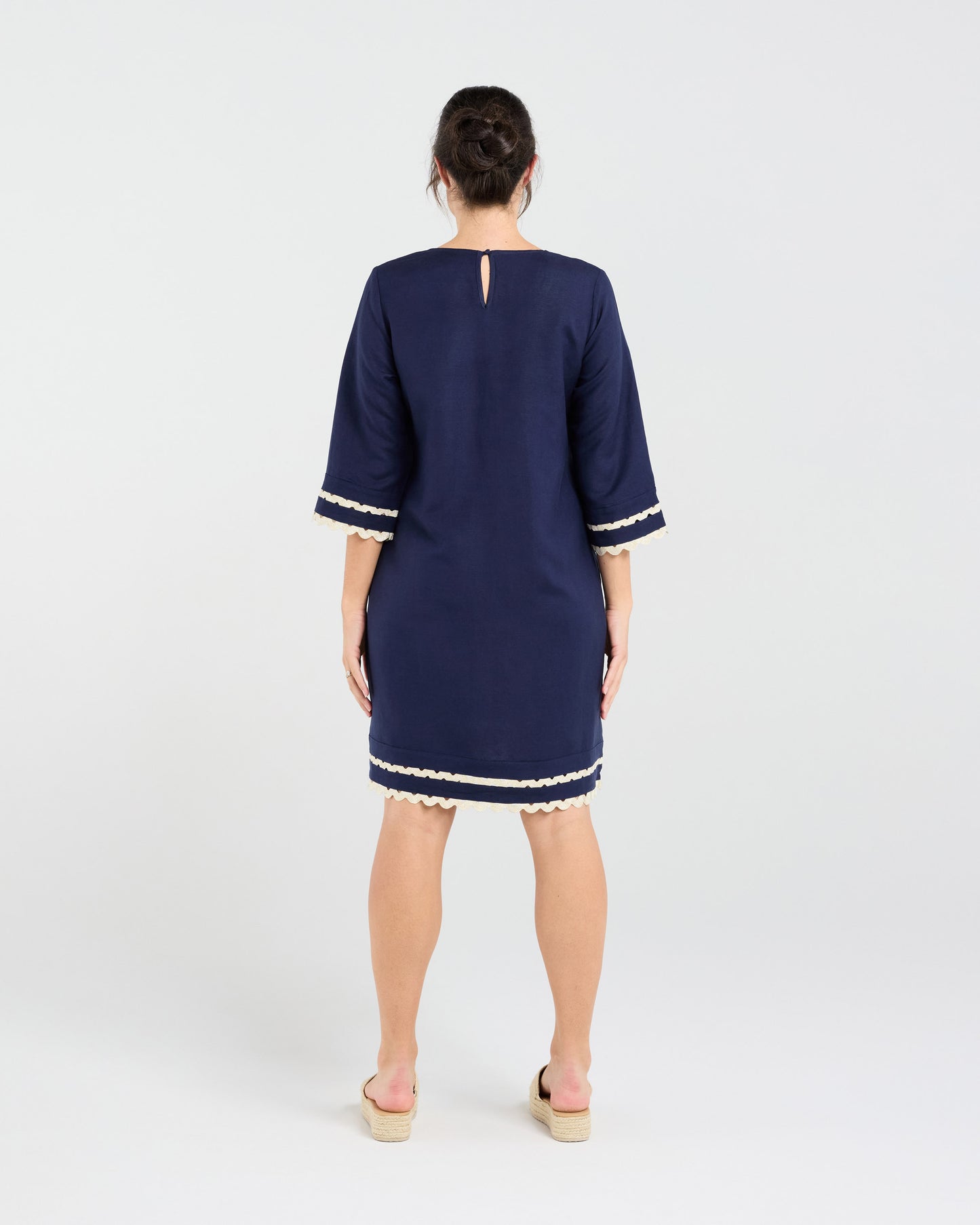 Blackstone Desiree Gold Ric-Rac Trim Dress - French Navy with Gold
