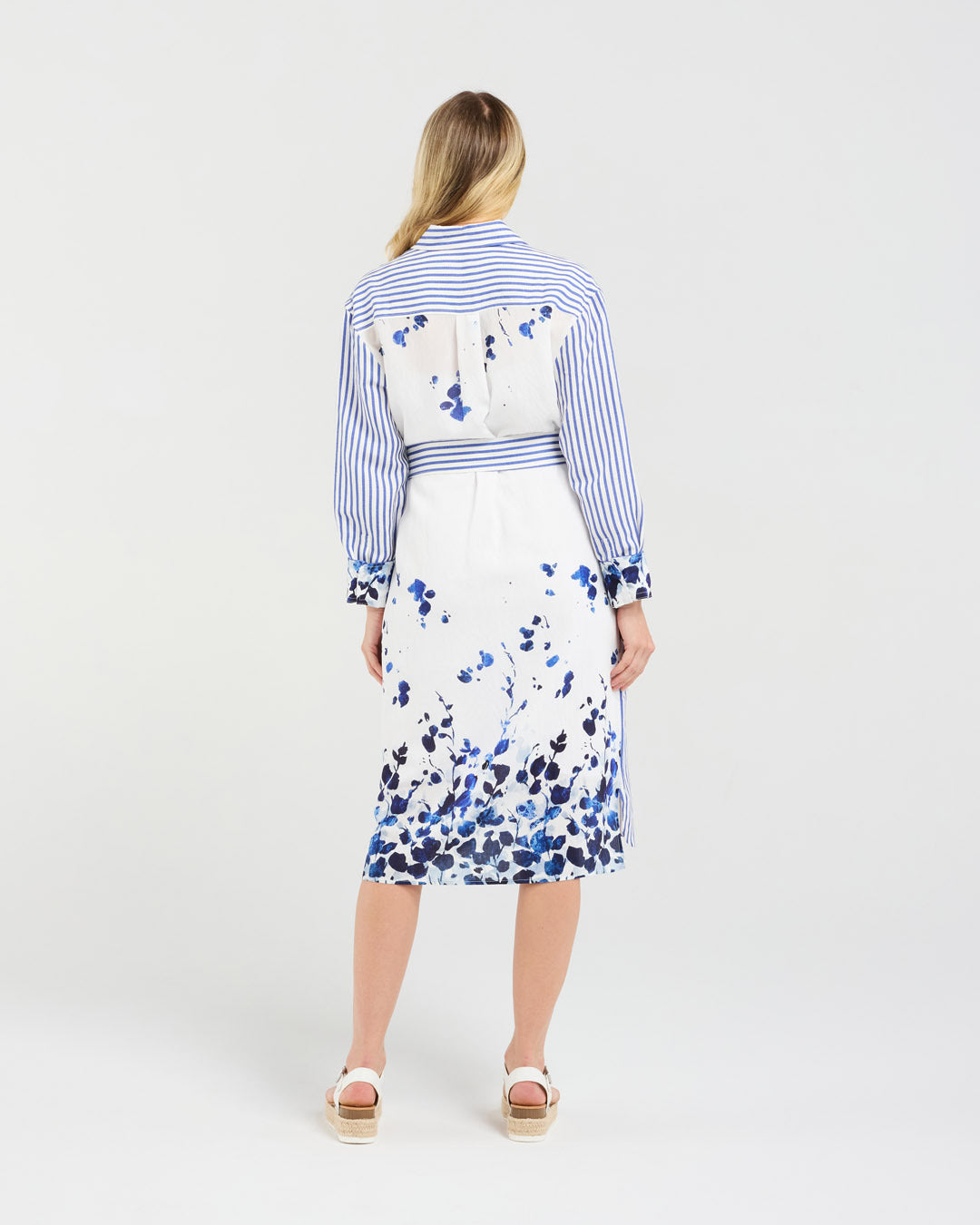 Blackstone Margot Print Back Shirt Dress - Floating Petals/Stripe Mix