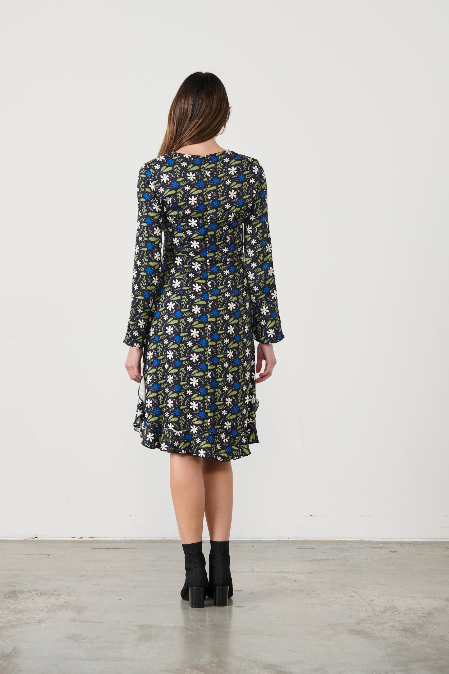 Caju Nature Print Dress with Flutter Hem