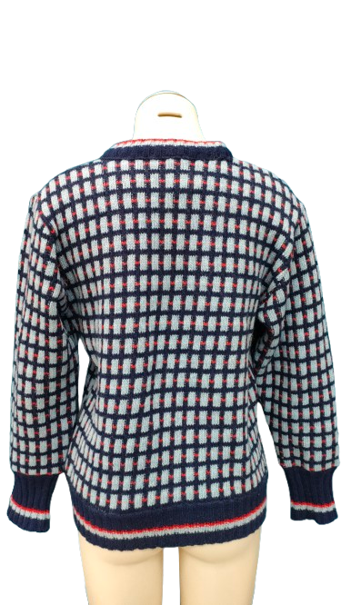 PRE OWNED Vintage Norway Blue Red and White Wool Jumper
