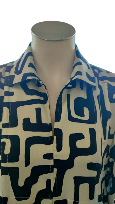 PRE OWNED Brave + True Geometric Print Midi Dress - Black and Cream