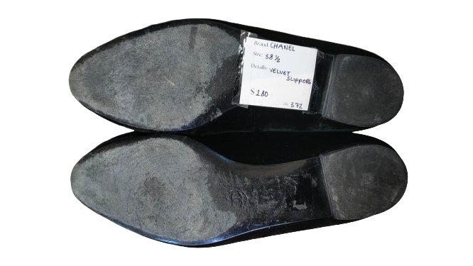 PRE OWNED Chanel Velvet Slippers