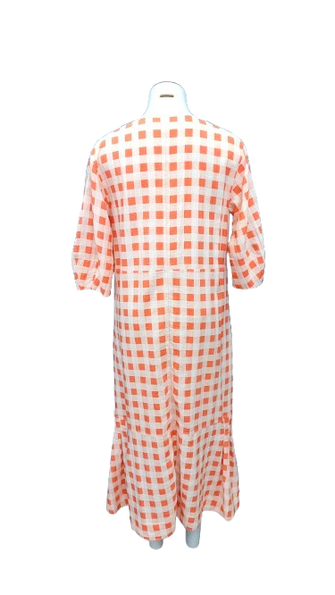 PRE OWNED Victoria Victoria Beckham (VVB) Bell Sleeve Gingham Maxi Dress