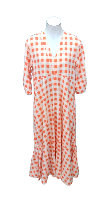 PRE OWNED Victoria Victoria Beckham (VVB) Bell Sleeve Gingham Maxi Dress