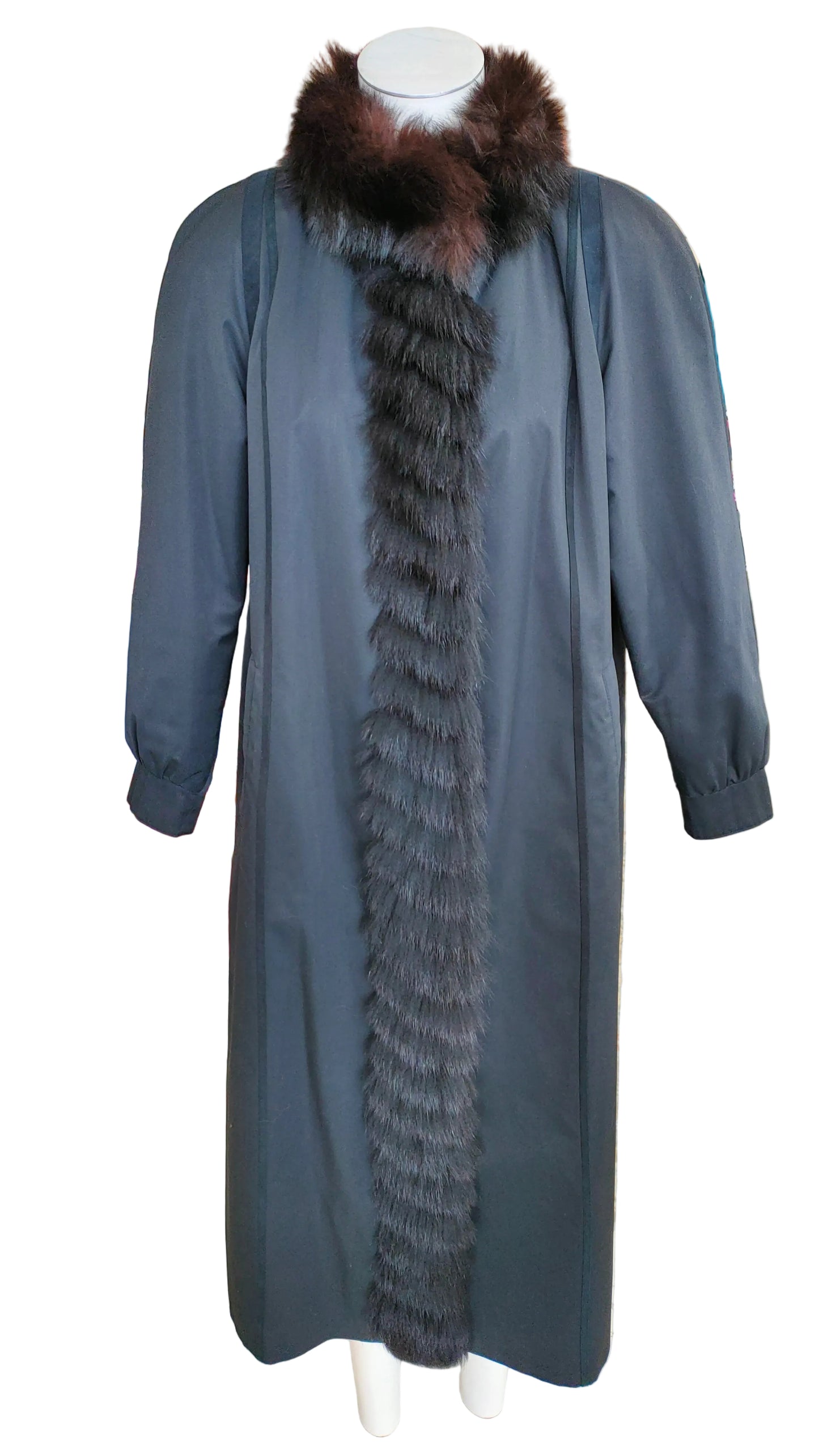 PRE OWNED Ravens Vintage Black Padded Coat with Faux Fur Trim