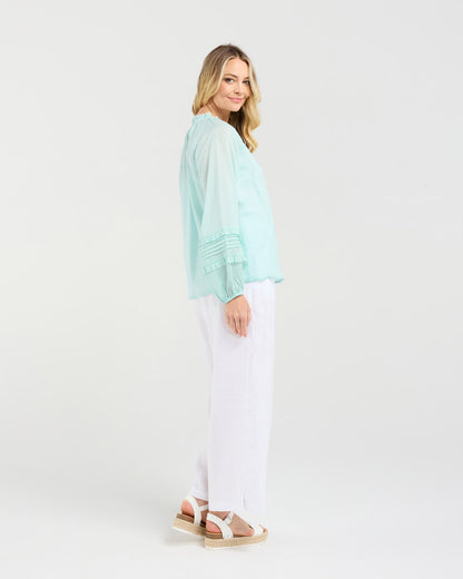 Blackstone Christina Frill Neck Top - Iced Mint