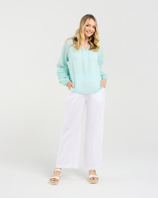 Blackstone Christina Frill Neck Top - Iced Mint