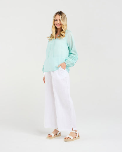 Blackstone Christina Frill Neck Top - Iced Mint