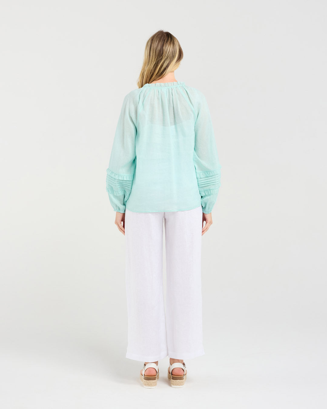 Blackstone Christina Frill Neck Top - Iced Mint