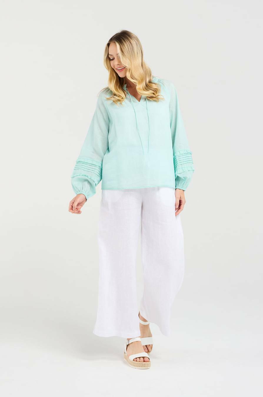 Blackstone Christina Frill Neck Top - Iced Mint