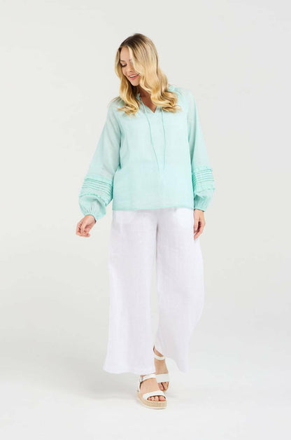 Blackstone Christina Frill Neck Top - Iced Mint