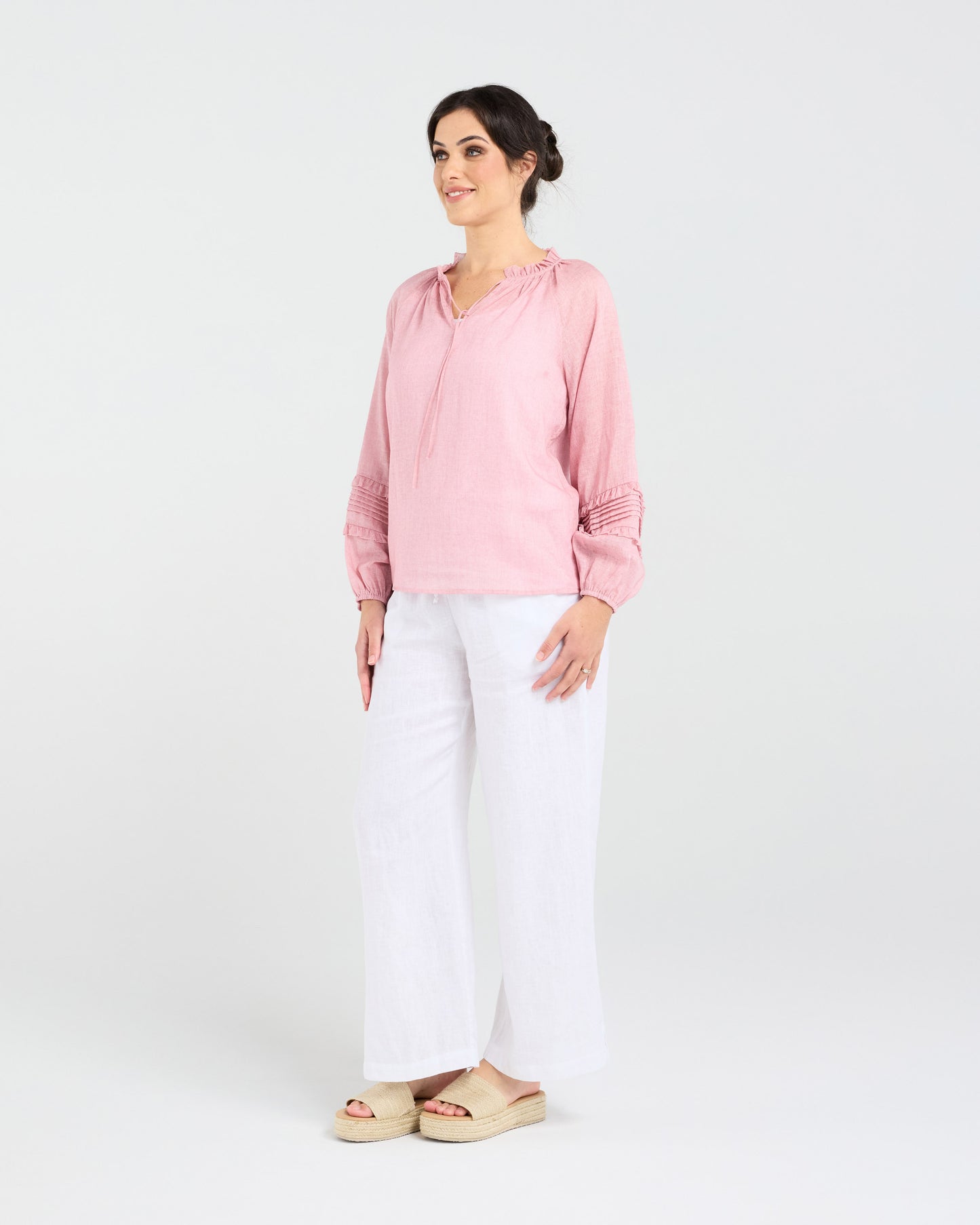 Blackstone Christina Frill Neck Top - Petal Pink