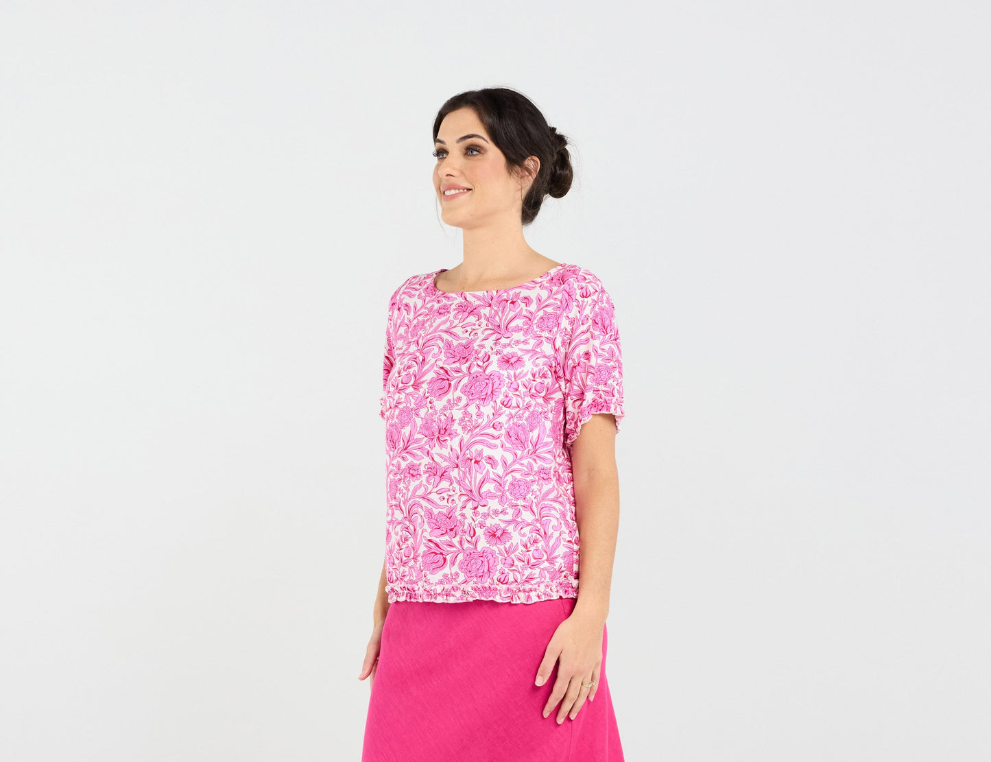 Blackstone Lydia Frill Trim Top - Vintage Rose Pink