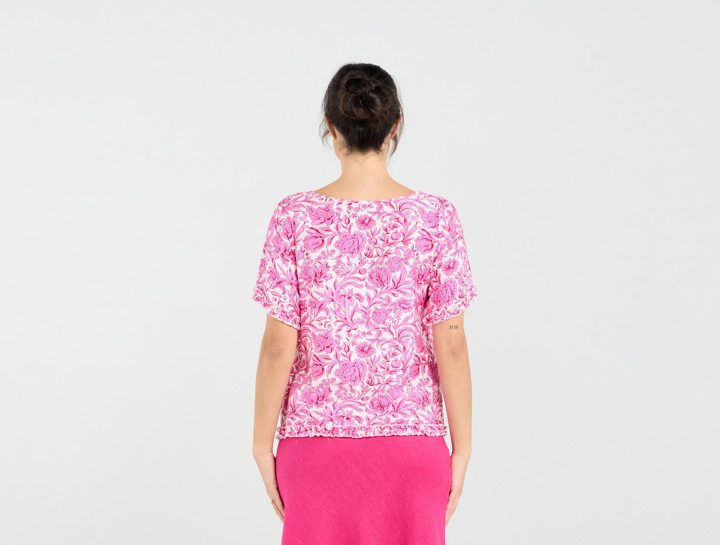 Blackstone Lydia Frill Trim Top - Vintage Rose Pink