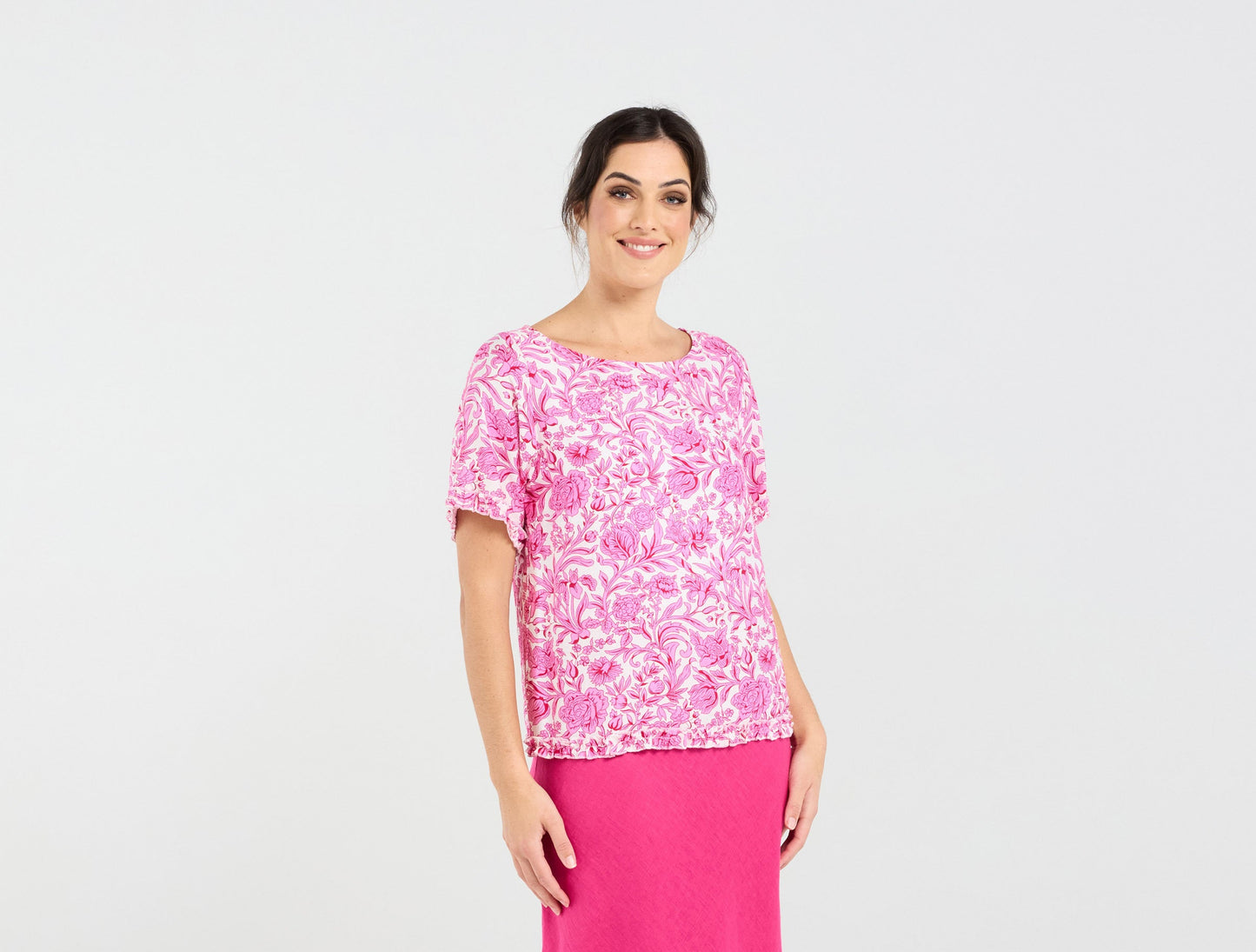 Blackstone Lydia Frill Trim Top - Vintage Rose Pink