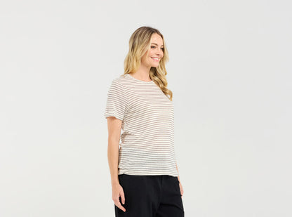 Blackstone Suzette Linen Blend Stripe Tee - Ink Stripe