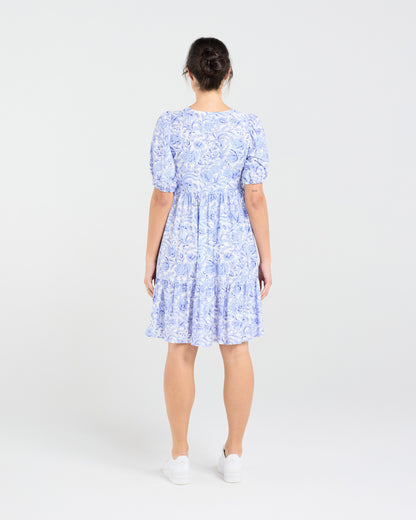 Blackstone Aubrey Tie Neck Dress - Vintage Rose Blue
