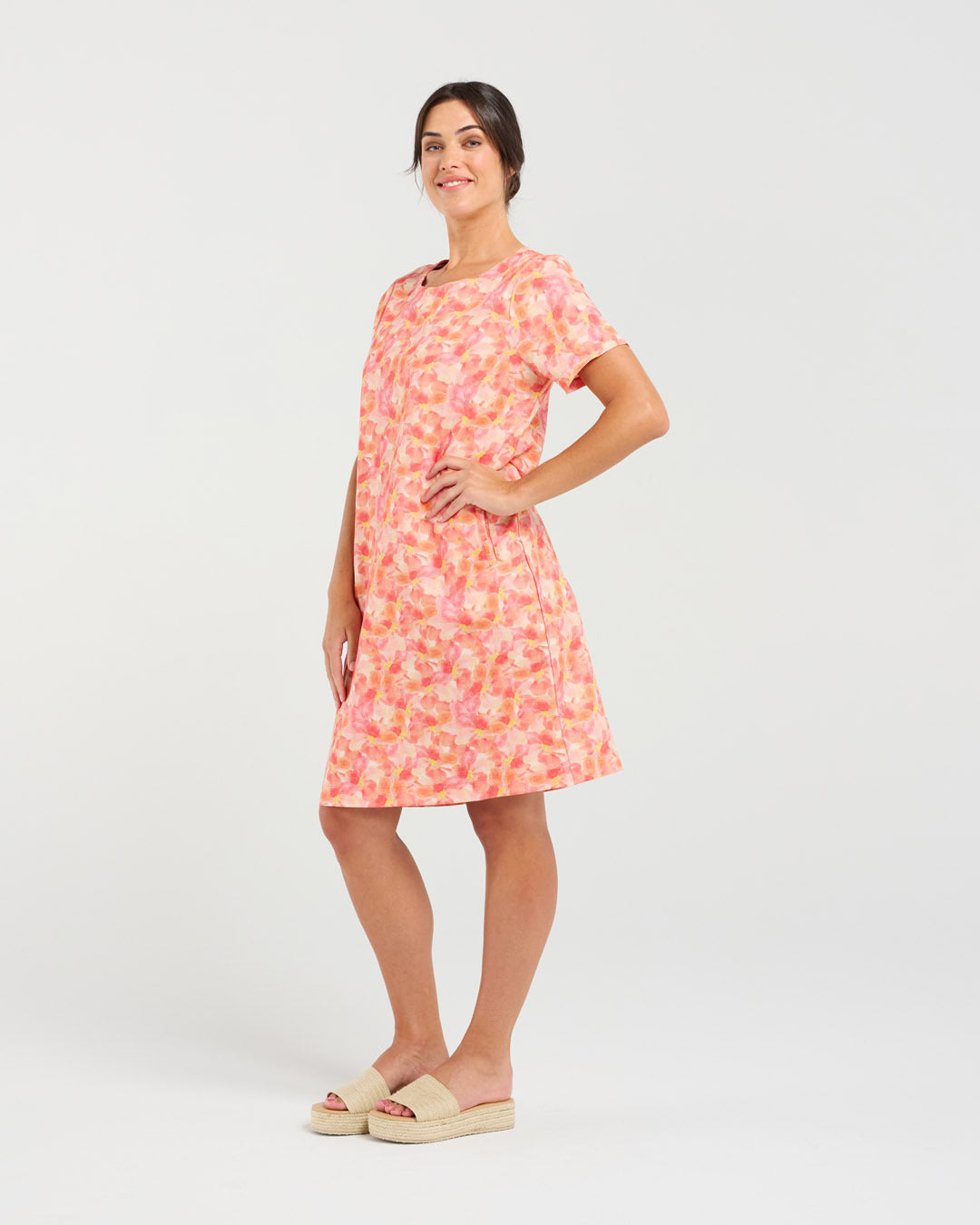Blackstone Alexia Printed Linen/Cotton Dress - Sunset Petals
