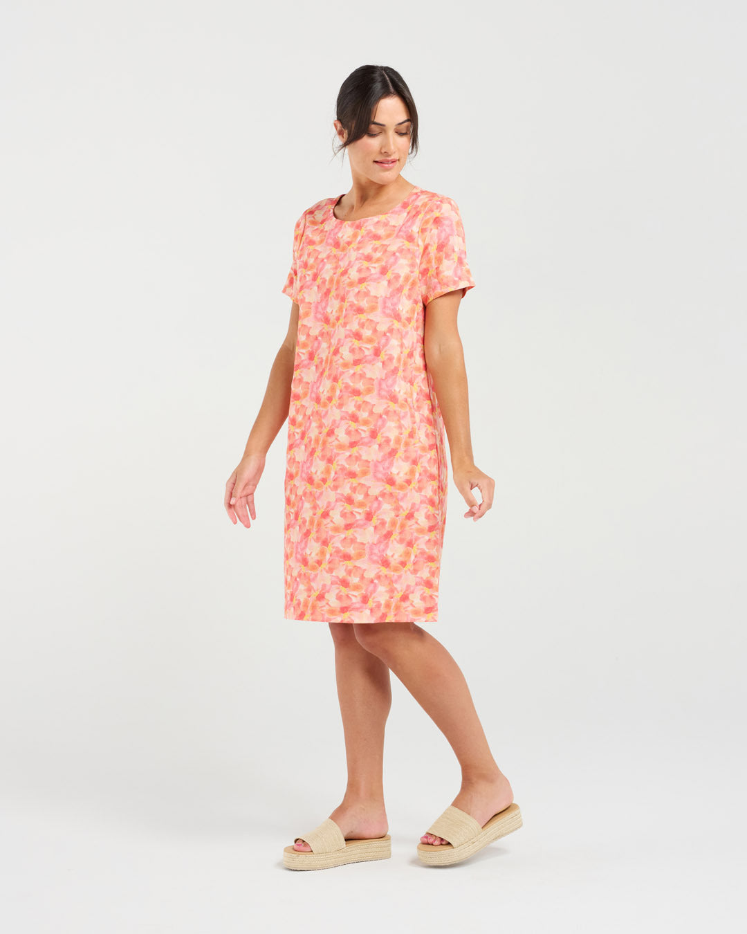 Blackstone Alexia Printed Linen/Cotton Dress - Sunset Petals