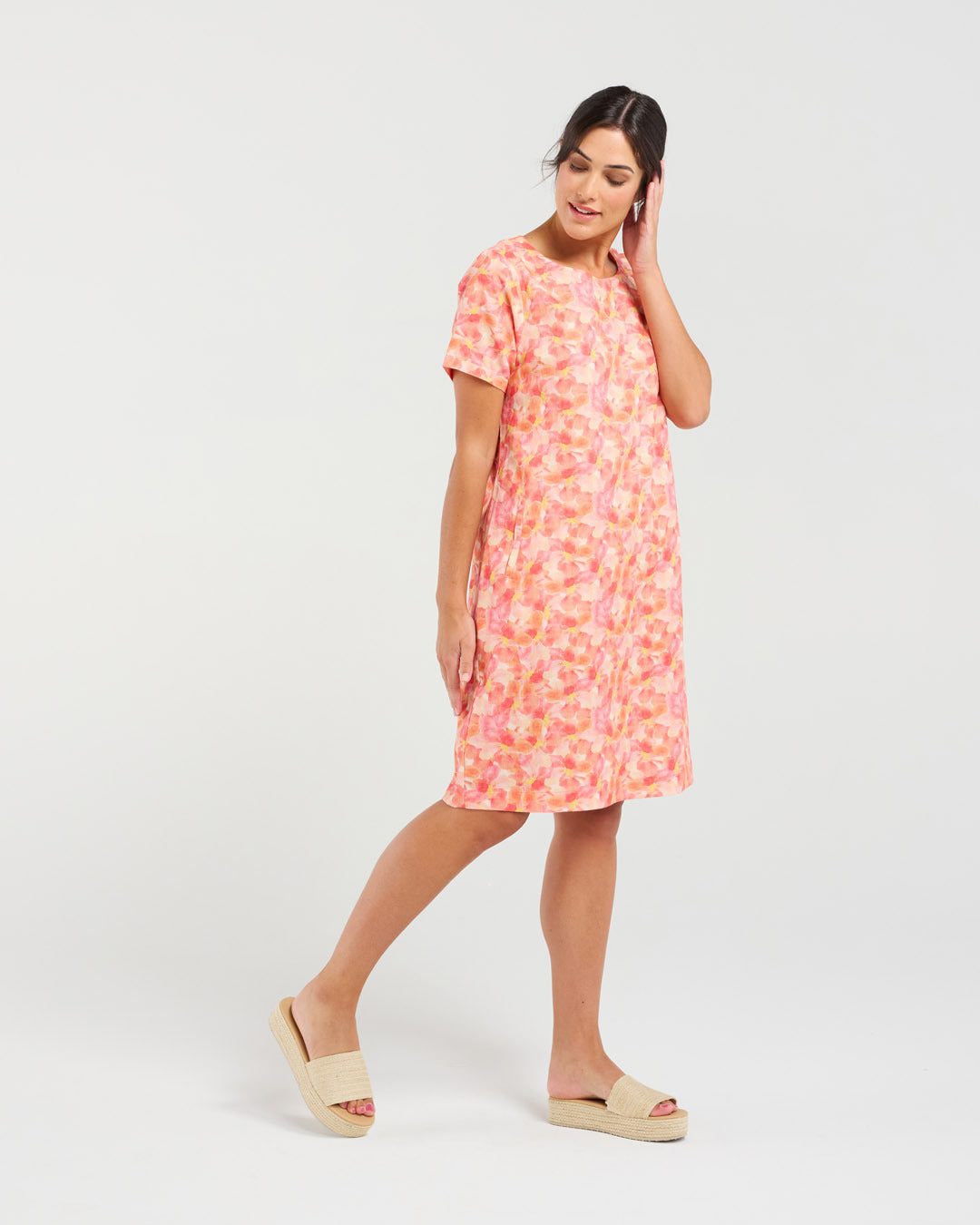 Blackstone Alexia Printed Linen/Cotton Dress - Sunset Petals