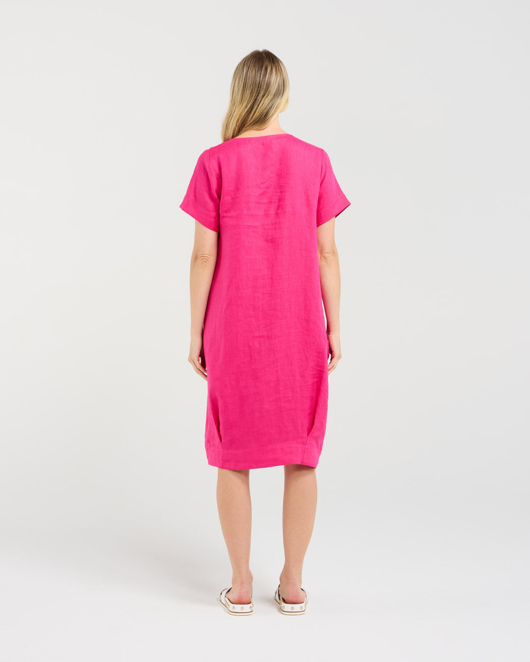 Blackstone Lilian Linen Bubble Hem Dress - Raspberry Sorbet