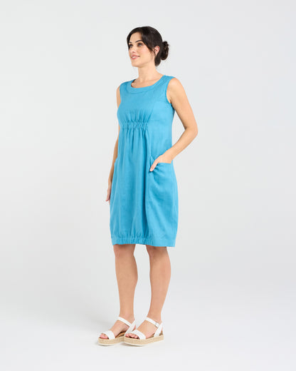 Blackstone Marcella Two Pocket Elastic Waist Dress - Mosaic Blue