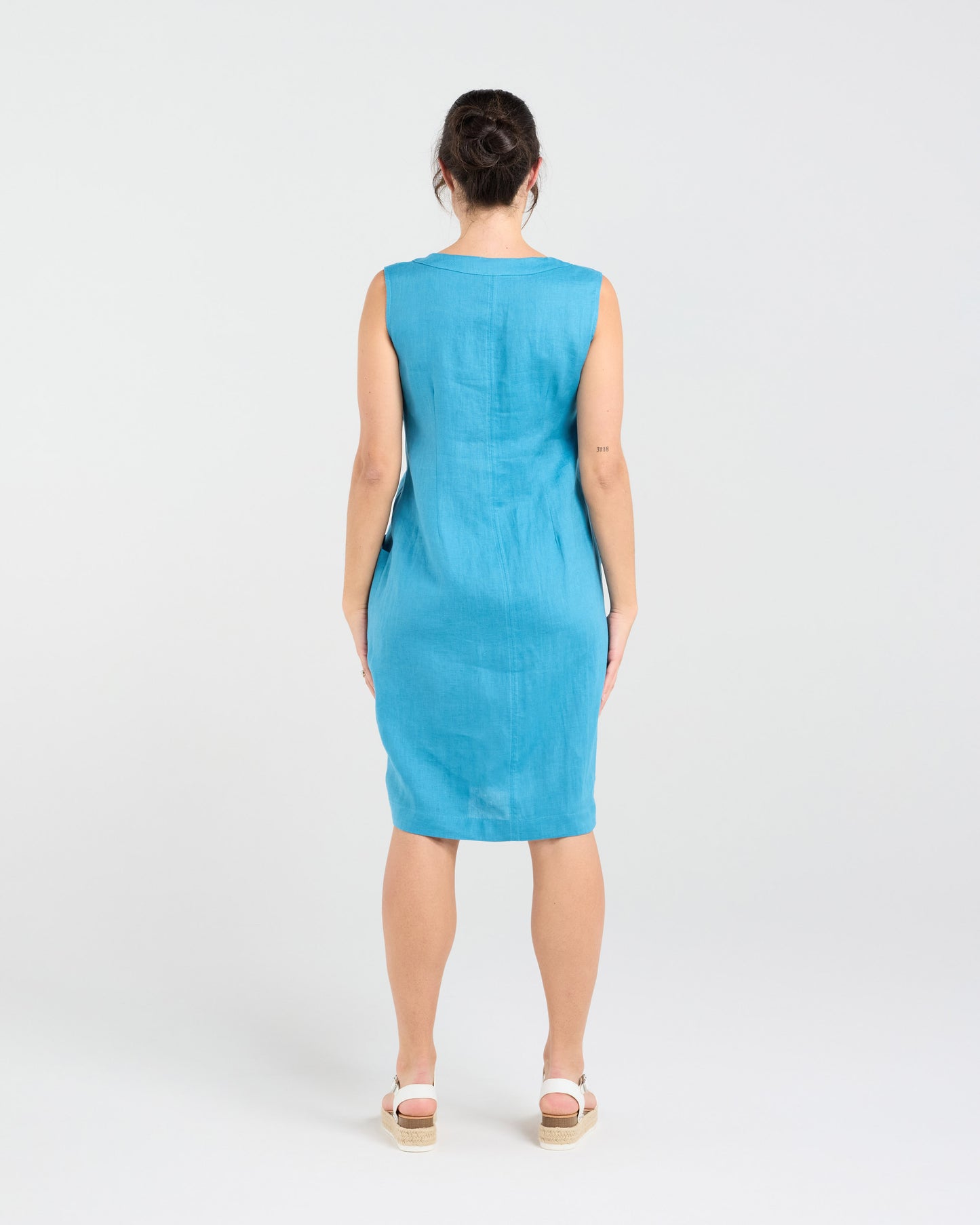 Blackstone Marcella Two Pocket Elastic Waist Dress - Mosaic Blue
