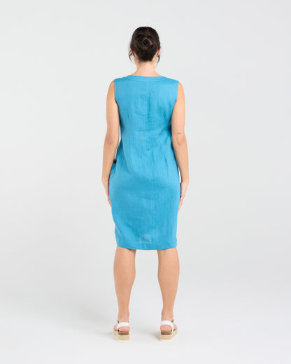 Blackstone Marcella Two Pocket Elastic Waist Dress - Mosaic Blue