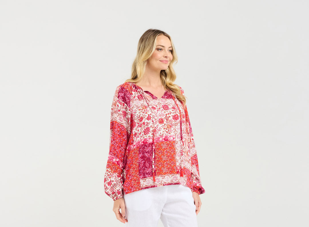 Blackstone Seraphine Tassel Top - Floral Patchwork
