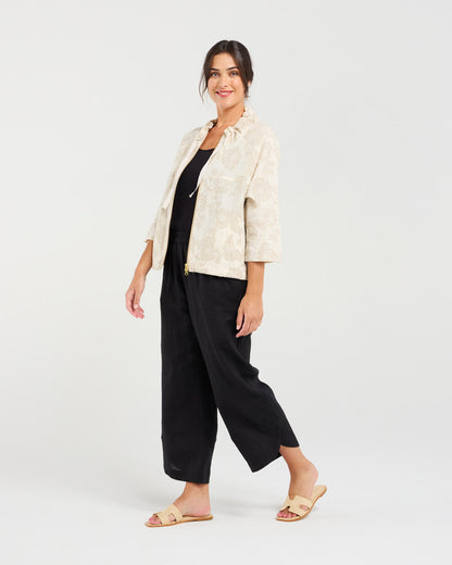 Blackstone Jacquard Zip Front Jacket - Beige