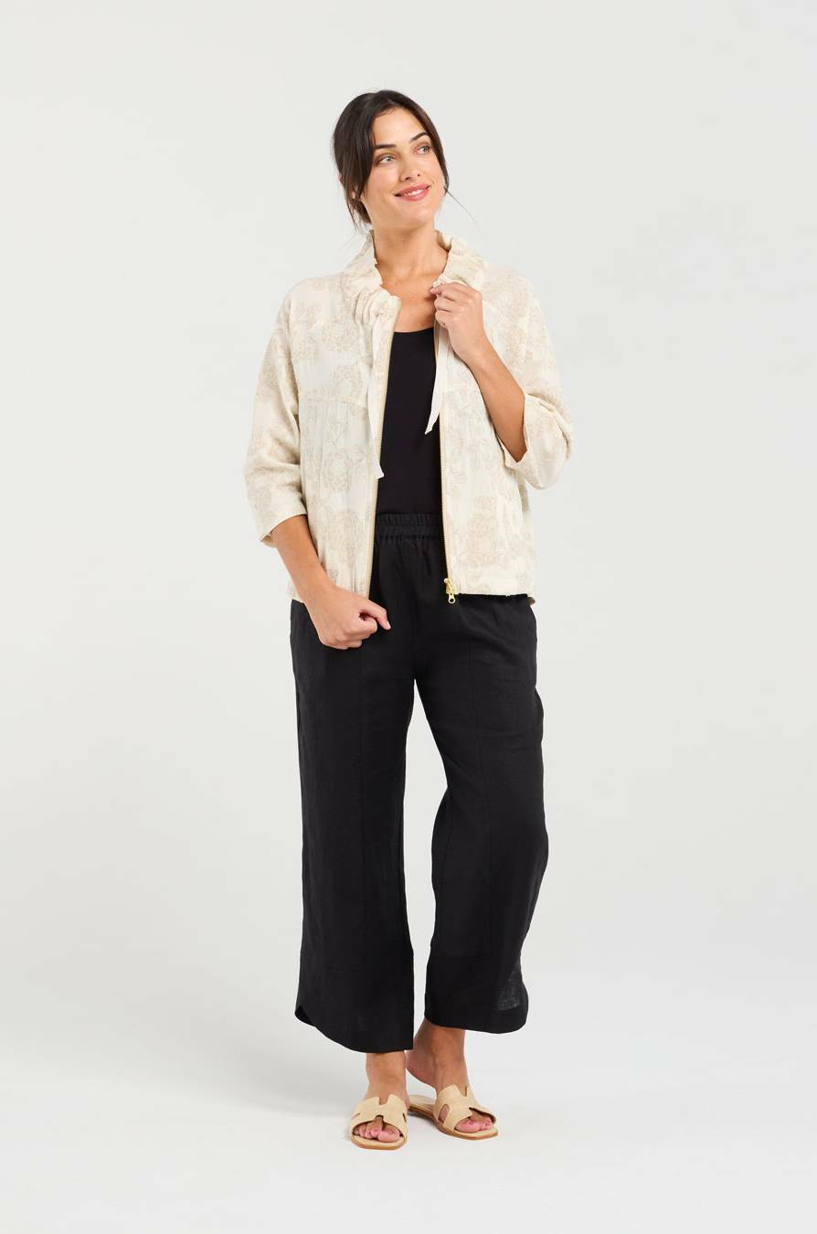 Blackstone Jacquard Zip Front Jacket - Beige