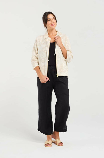 Blackstone Jacquard Zip Front Jacket - Beige