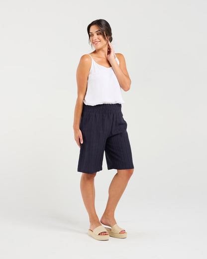 Blackstone Darcy Shirred Waistband Shorts - French Navy