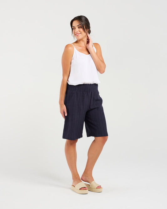 Blackstone Darcy Shirred Waistband Shorts - French Navy