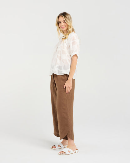 Blackstone Lisette Gathered Yoke Top - White Jacquard