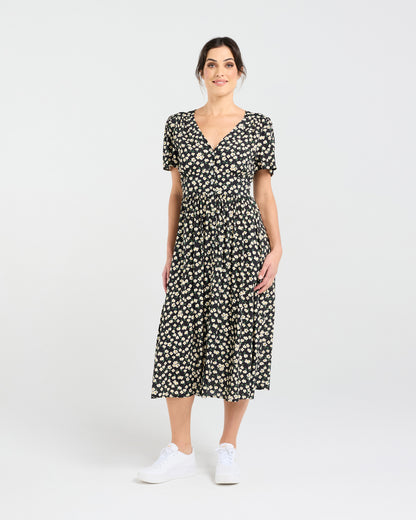 Blackstone Gigi V-Neck Button Front Dress - Daisy Chain Print