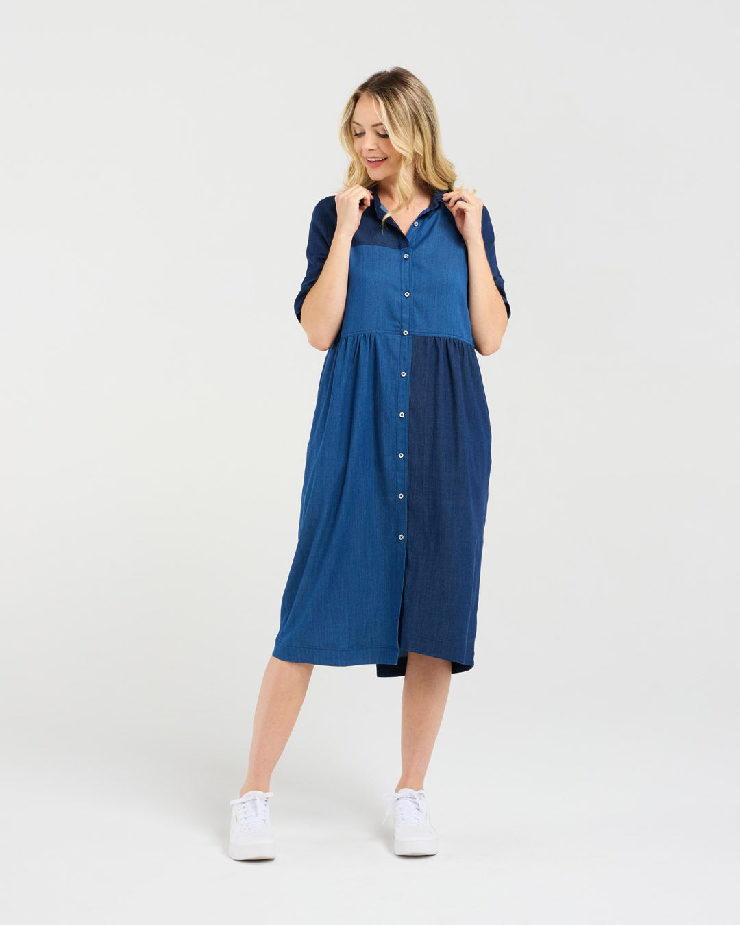 Blackstone Elise Patchwork Denim Dress