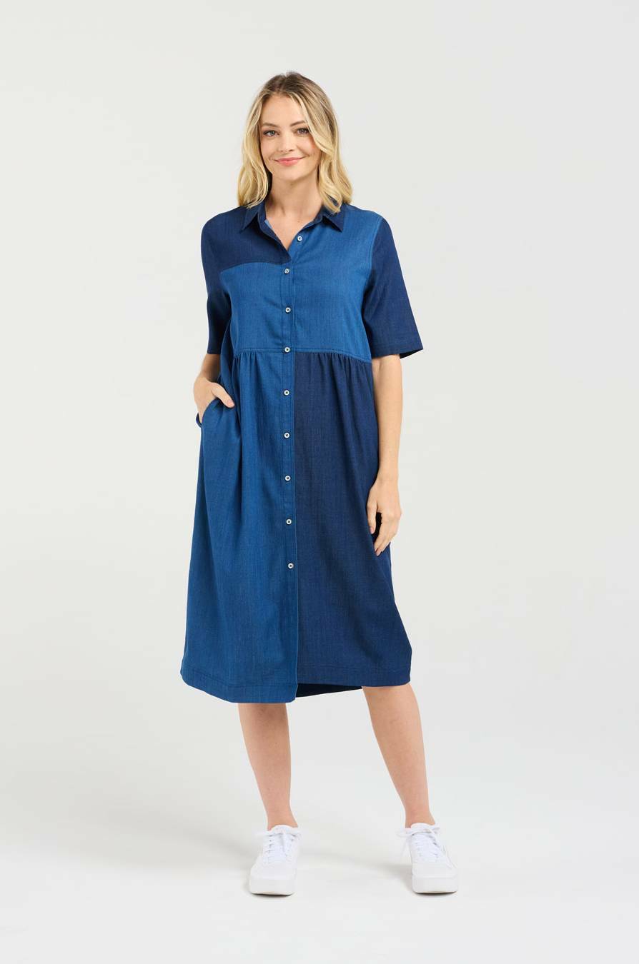 Blackstone Elise Patchwork Denim Dress
