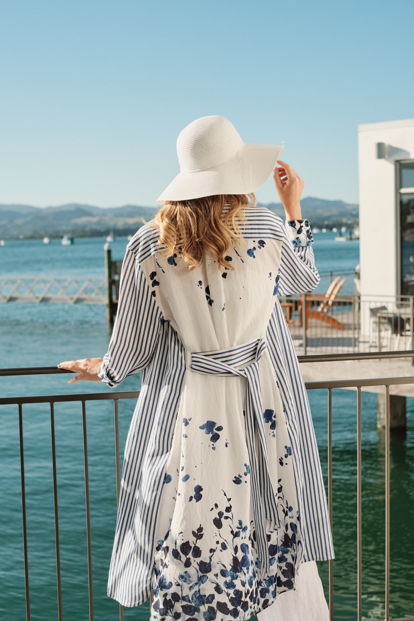 Blackstone Margot Print Back Shirt Dress - Floating Petals/Stripe Mix