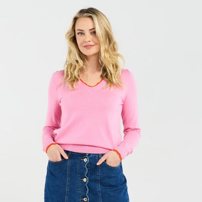 Blackstone Maddy Scallop Trim Knit - Pink