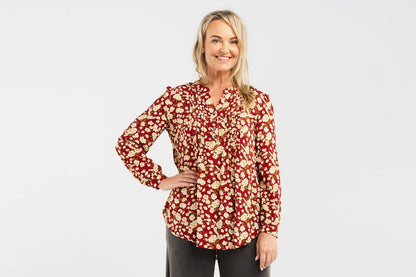 Blackstone Havana Pintuck Front Blouse - Autumn Blossom