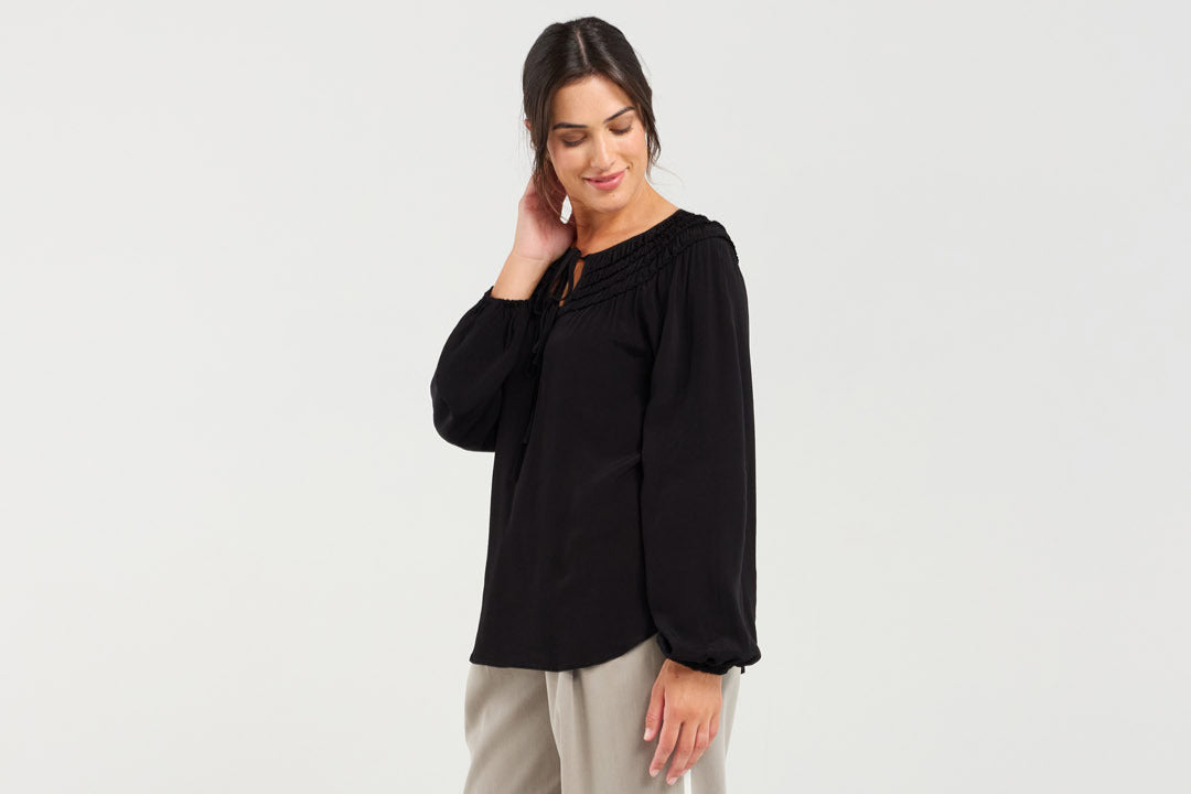 Blackstone Laura Luxe Tie Top - Black