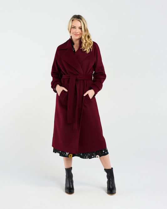 Blackstone Camille Wool Blend Coat - Cherry