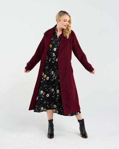 Blackstone Camille Wool Blend Coat - Cherry