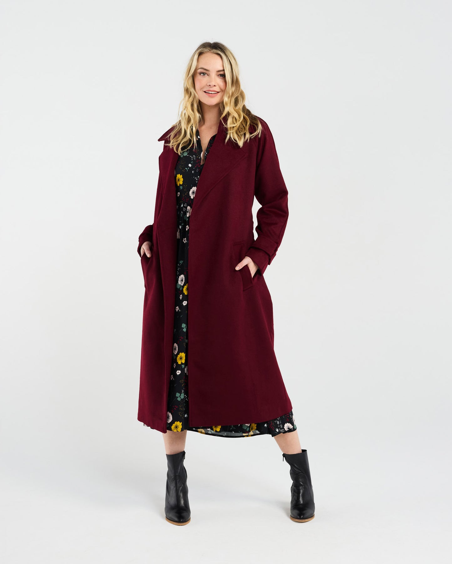 Blackstone Camille Wool Blend Coat - Cherry