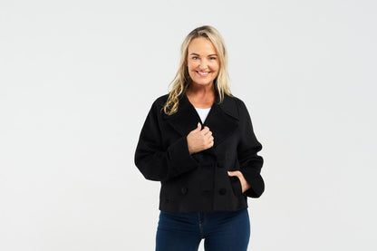 Blackstone Kate Crop Pea Coat - Black