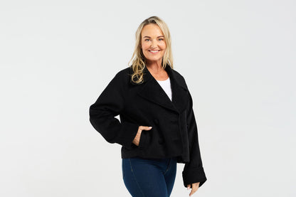 Blackstone Kate Crop Pea Coat - Black