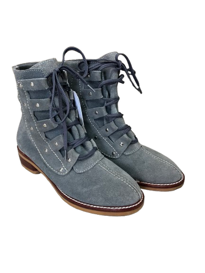 PRE OWNED Provensen Steel Grey/Blue Suede Lace-Up Ankle Boots